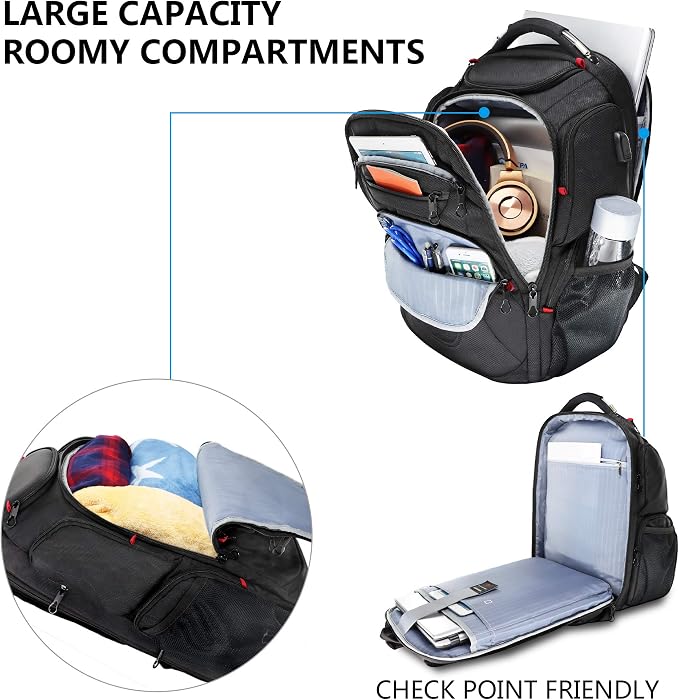 KROSER TSA Friendly Travel Laptop Backpack 17.3 inch XL Computer Backpack - Image 3