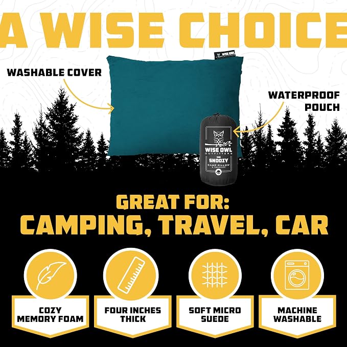 Wise Owl Outfitters Camping Pillow – Memory Foam Travel Pillow - Image 2