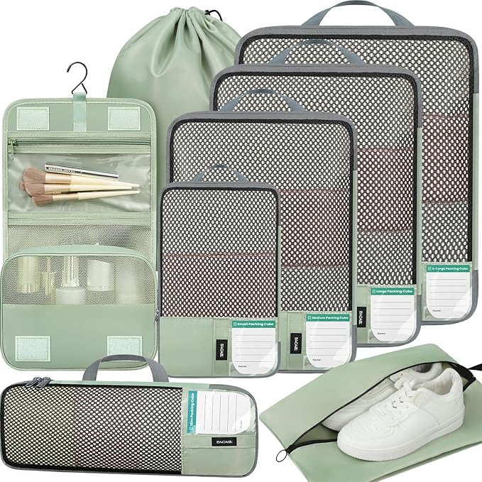 BAGAIL 4 Set/6 Set/8 Set Compression Packing Cubes Travel Accessories by BAGAIL