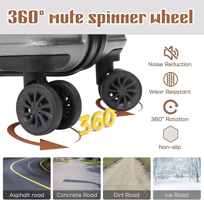 Luggage Set 3 Piece Luggage Set ABS hardshell Spinner Wheels Luggage Carry on - Image 4