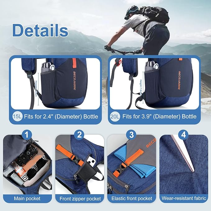 15L Small Hiking Backpack for Men Women Foldable Packable Back Pack Ultralight - Image 3