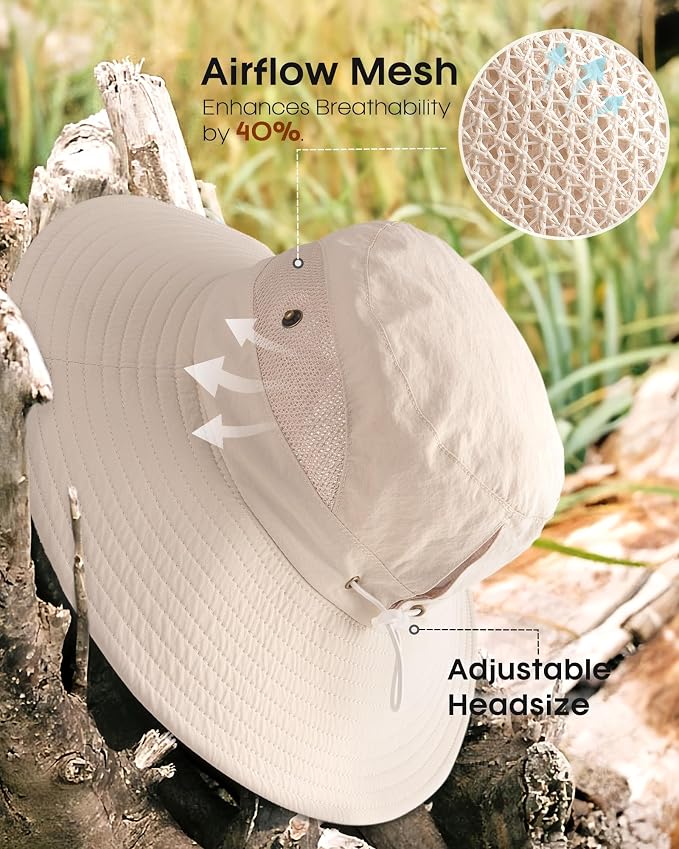 FURTALK Womens Sun Hat with Ponytail Hole Beach Hiking Summer Wide Brim UPF 80+ - Image 7