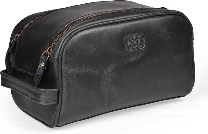 LEATHER VILLAGE Premium Leather Toiletry Travel Pouch - Image 2