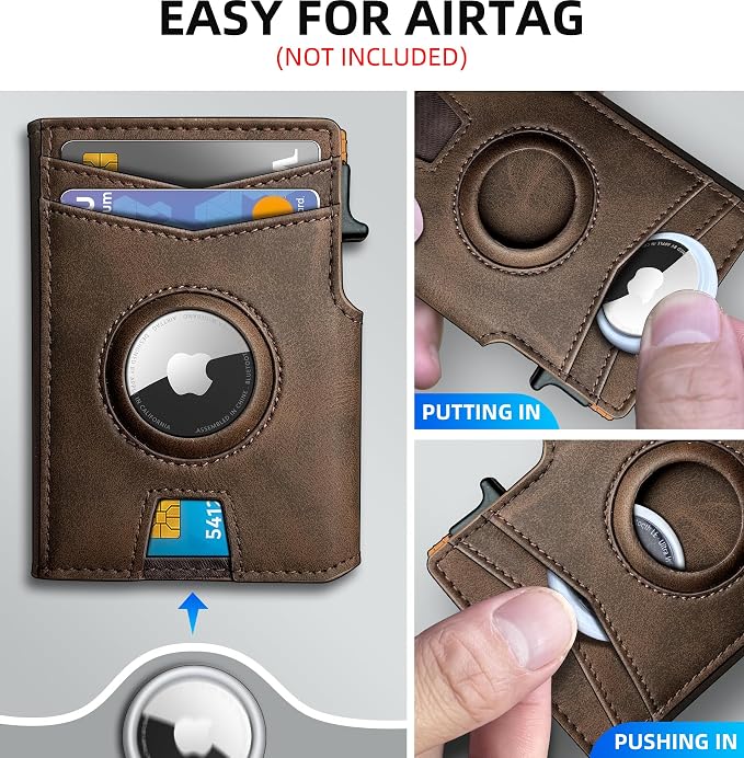 Airtag Wallet for Men, with Money Clip 10 Cards Metal Case Smart Slim Pop Up - Image 4