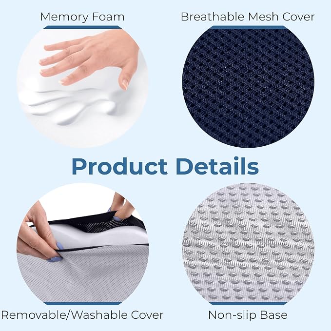 5 STARS UNITED Seat Cushion for Tailbone Pain Relief – Large Memory Foam - Image 7