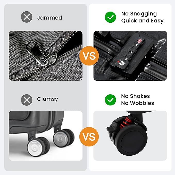 Carry On Luggage 22x14x9 Airline Approved, Zipperless Luggage Carry On - Image 3