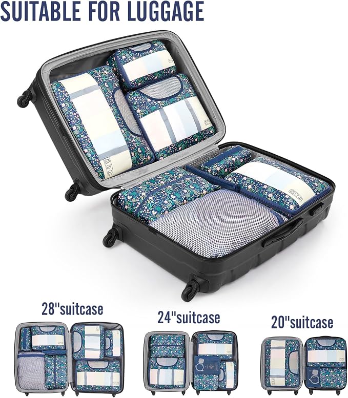 Veken 8 Set Packing Cubes for Travel Essentials, Suitcase Organizer Bags in 4 - Image 6