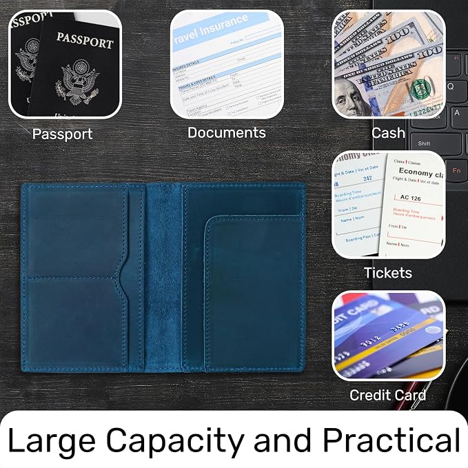HIFA Leather Passport Holder, Handmade Passport Cover - Image 5