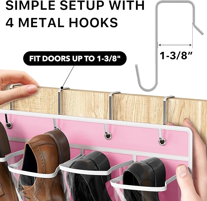 Simple Houseware 24 Pockets Large Clear Pockets Over The Door Hanging Shoe - Image 5