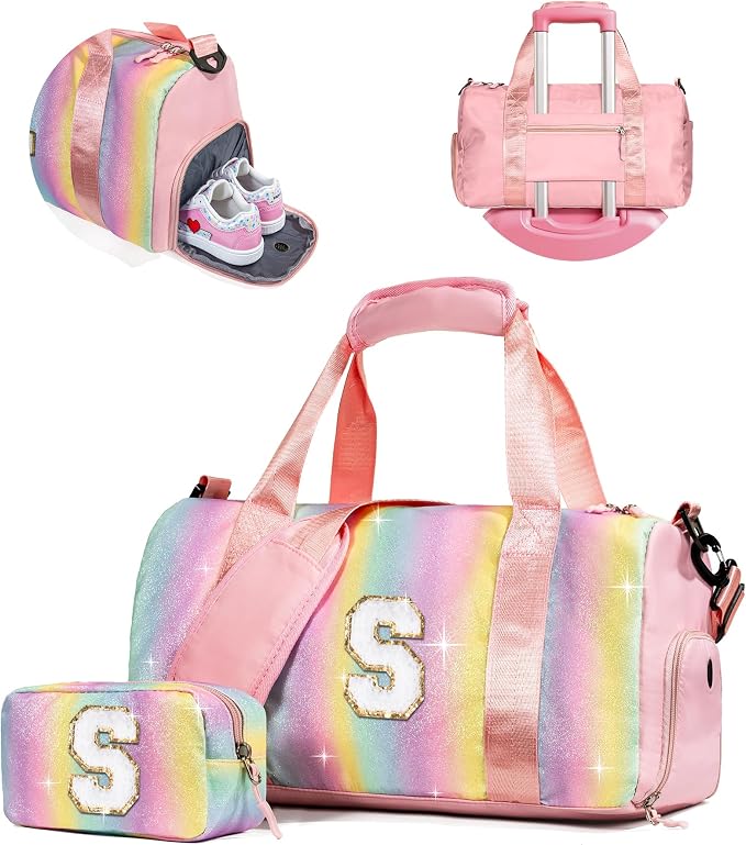 Preppy Gifts-Girl Gym Bag with Shoe Compartment, Kid Personalized Weekender by Vogewood