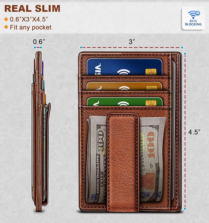 BULLIANT Men Wallet, Slim Leather Wallet Money Clip Card Hodler - Image 3