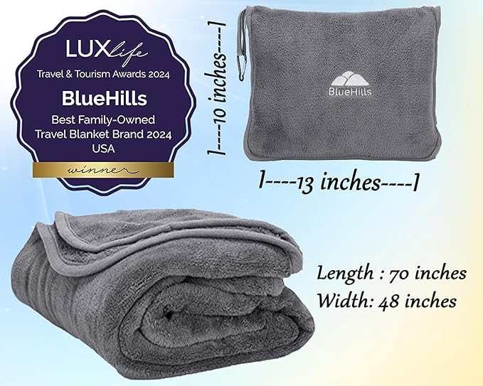 BlueHills Premium Soft Long Travel Blanket Pillow - Image 3