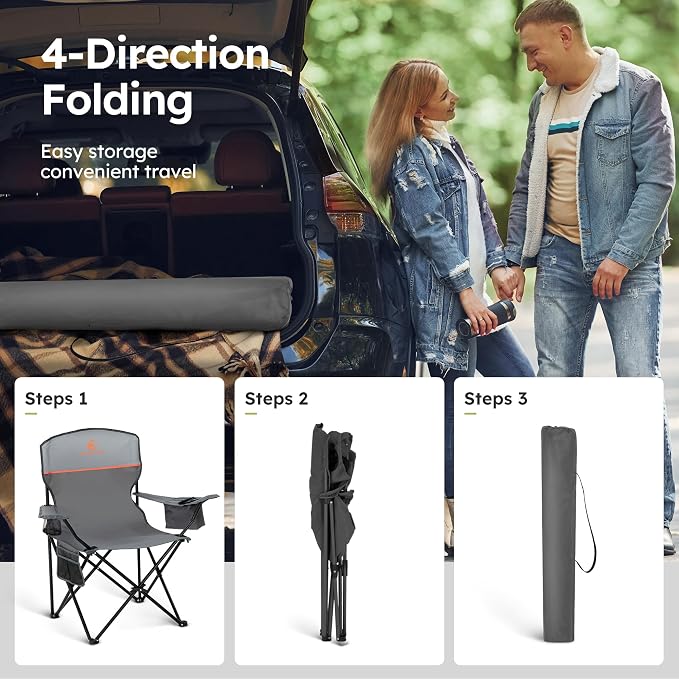 ALPHA CAMP Camping Chair 2 Pack Portable Chair - Image 8