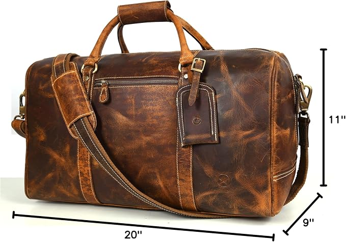 Leather Duffel Bag for Men & Women Travel, Gym Bag - Image 11