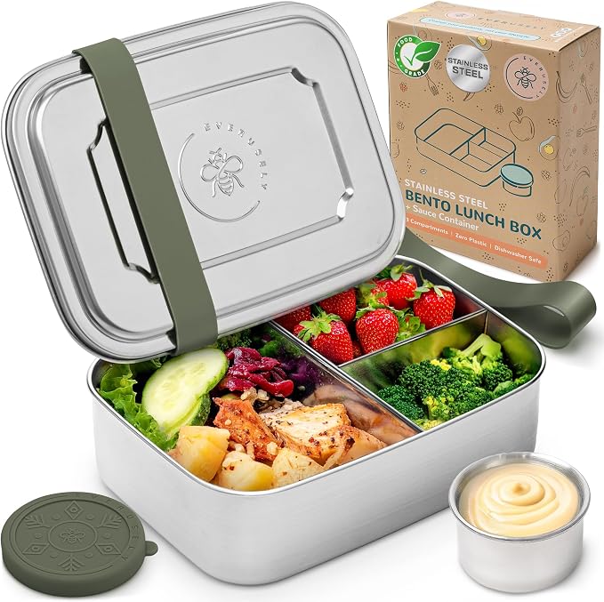 Everusely - Bento Box - Sage, 47oz / 1.4 L - Stainless Steel Lunch Box - 3 by Everusely