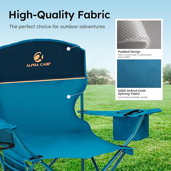 ALPHA CAMP Camping Chair 2 Pack Portable Chair - Image 4