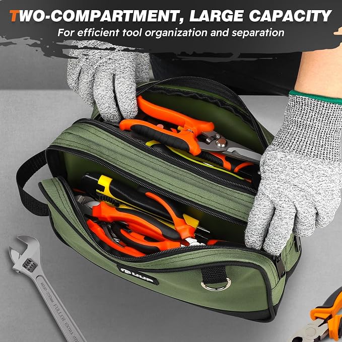 12 Inch Small Tool Bag 2 Pack, Zipper Tool Pouch Two Compartments, Utility - Image 2