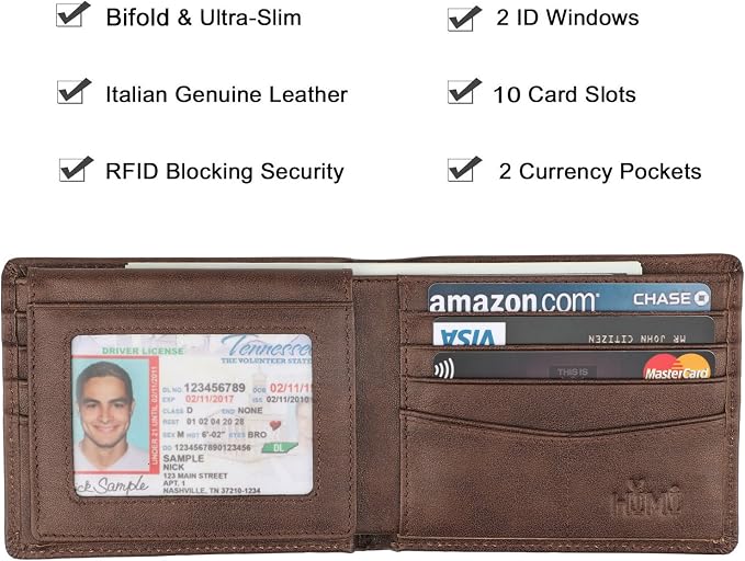 Wallet for Men-Genuine Leather RFID Blocking Bifold Stylish Wallet - Image 3