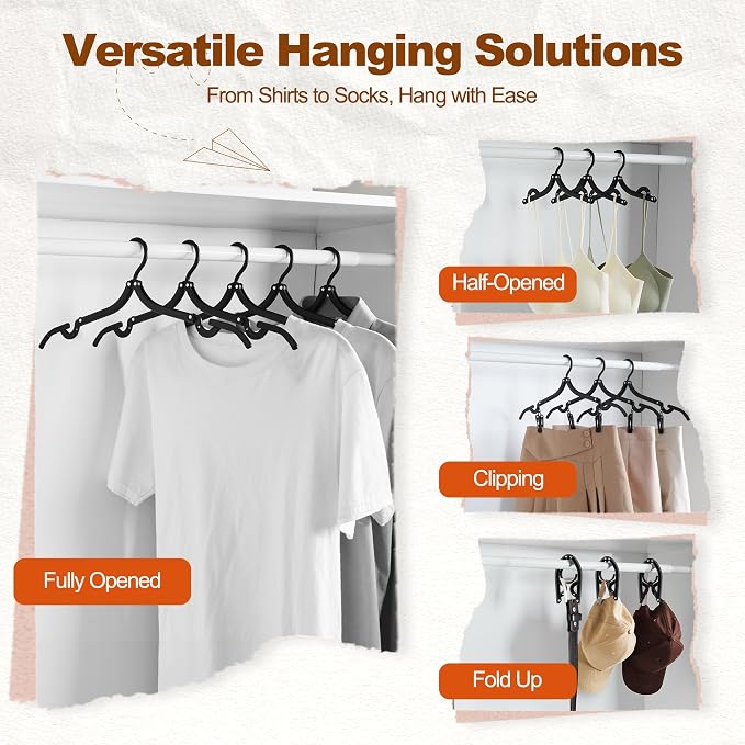 HOUSE DAY Foldable Travel Hangers 20 Pack w/10 Clips, Cruise Essentials 2025 - Image 5