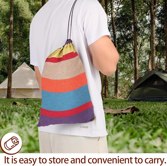 Camping Hammocks for Backyard Hanging Sturdy Garden Comfortable Fabric Hammock - Image 5