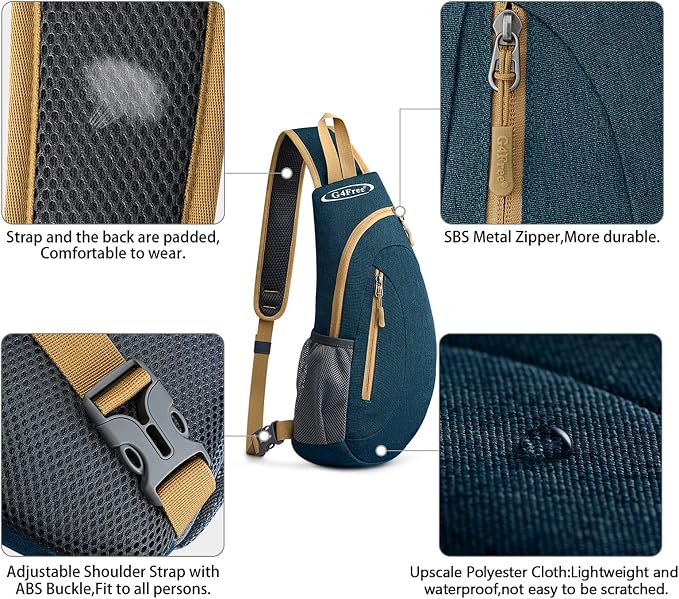 G4Free Sling Bag for Men Women, Small Crossbody Backpack Lightweight Chest - Image 4