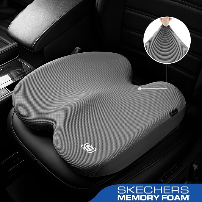 Skechers Memory Foam Seat Cushion, Ribbed Fabric Office Chair Cushion - Image 2