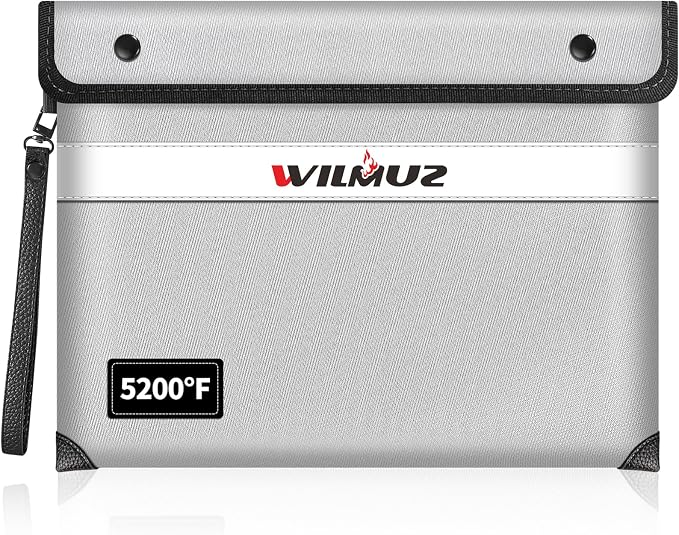 Fire Proof Bag For Documents, 5200°F Heat Insulated Fire Proof Pouch by Wilmuz