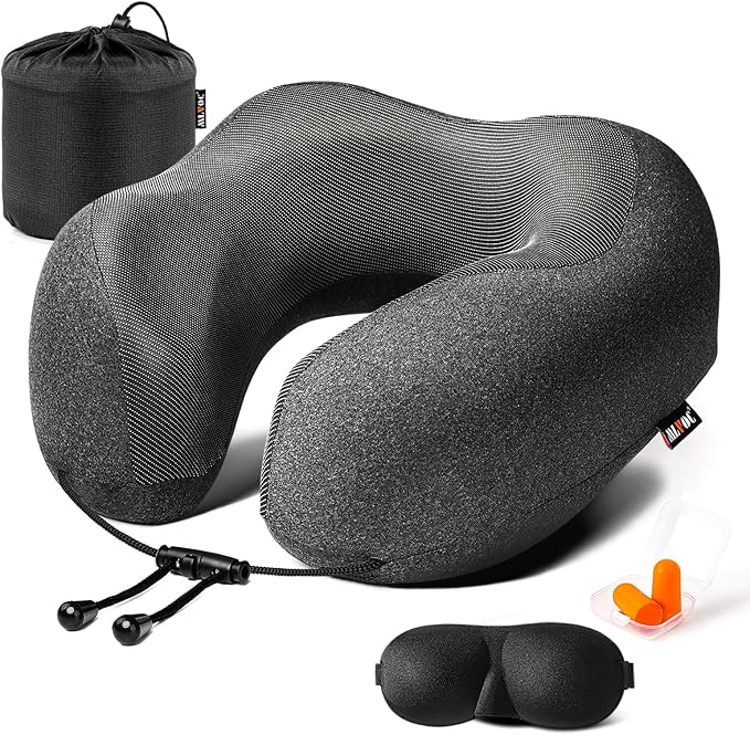 MLVOC Travel Pillow 100% Pure Memory Foam Neck Pillow, Comfortable & Breathable by ProfessionalMemoryFoamProductsManufacturers