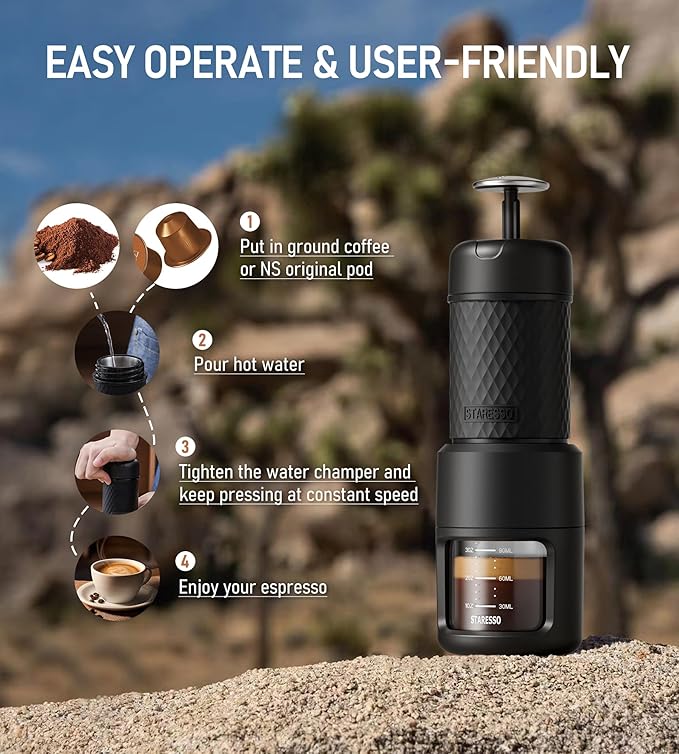 STARESSO Classic Portable Espresso Maker, 2 IN 1 Travel Coffee Maker Compatible - Image 6