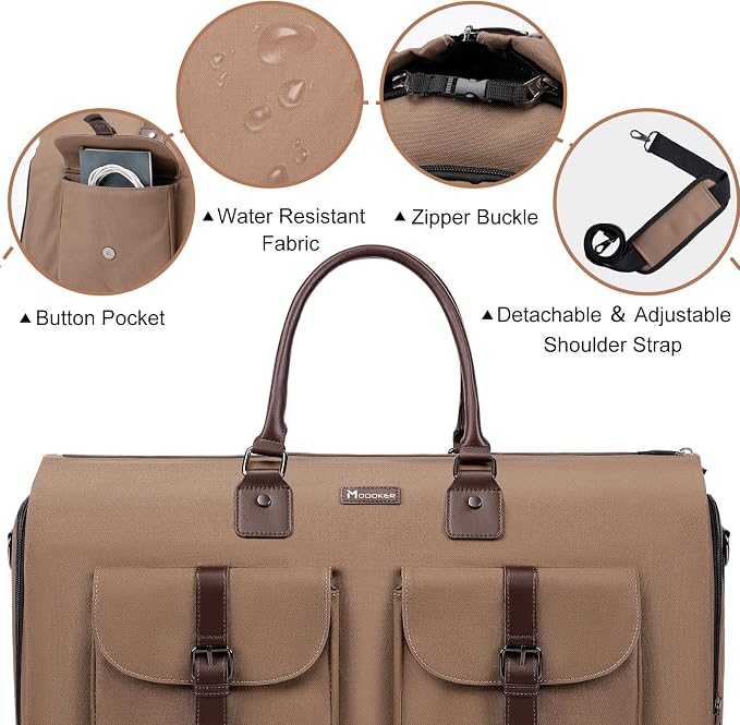 Modoker Garment Convertible Weekender Bag, Carry on Canvas Garment Duffle Bag - Image 6