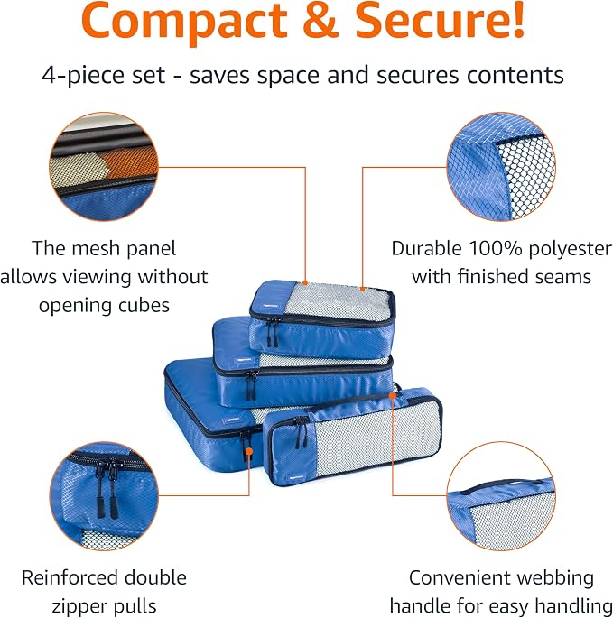 Amazon Basics Packing Cubes for Travel, Packing Organizers Set, 4-Piece-Set - Image 2