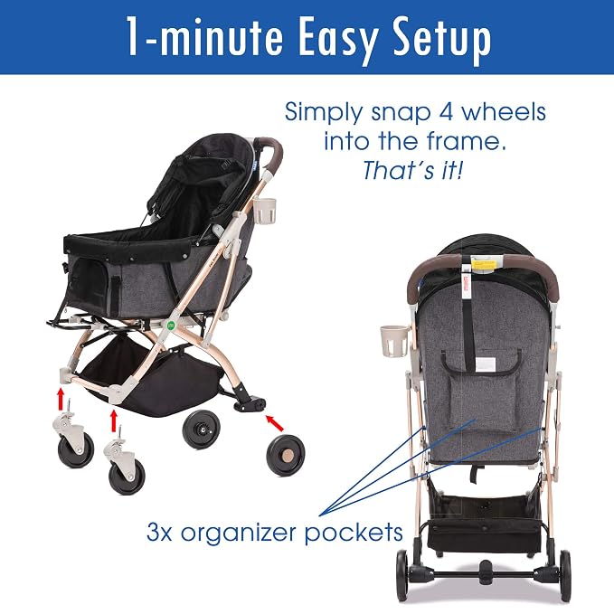 Lite Premium Light-Weight Dog/Cat/Pet Stroller Travel Carriage - Image 8