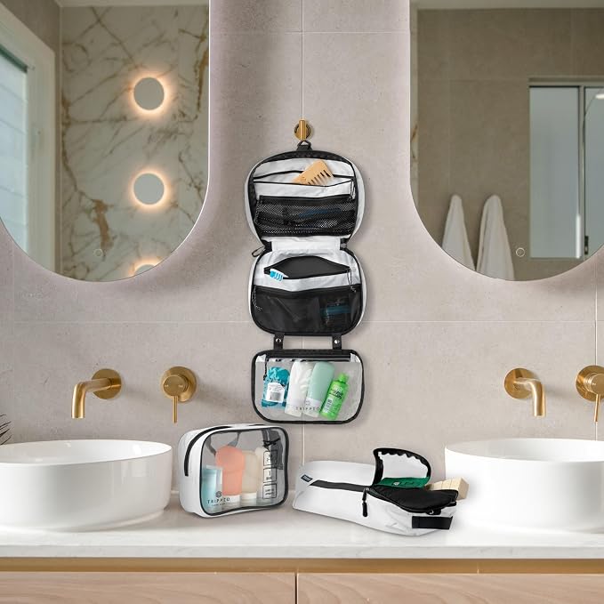Toiletry Bag Kit Set: Hanging Travel Toiletry Bag + 311 TSA Cosmetic Liquid Bag - Image 2