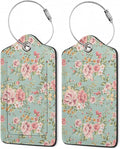 2Pcs Luggage Tag for Suitcase Vintage Floral Shabby Chic Pink Rose Cute by Gearsly