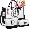 Personalized Christmas Gifts for Women, Initial Canvas Tote Bag & Makeup Bag by Unknown