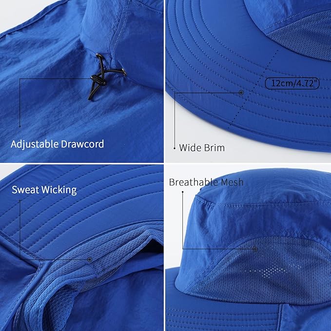 Home Prefer Outdoor UPF50+ Sun Hat Wide Brim Mesh Fishing Hat - Image 4