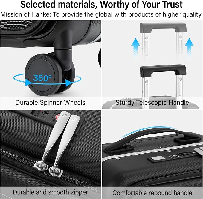 Hanke 28 Inch Luggage with Cup Holder and Charge, Top Opening Hard Shell - Image 9