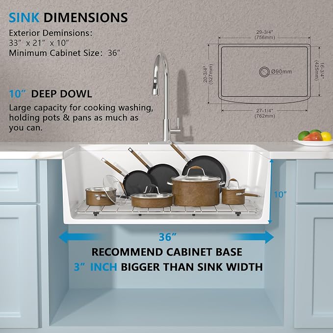 33 White Farm Sink - Image 5