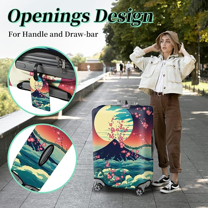 Luggage Cover Suitcase Protector + Luggage Tag, Landscapes Sakura Mount Fuji - Image 4