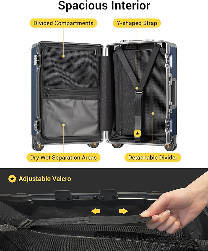 LEVEL8 Carry On Luggage Airline Approved Zipperless - Image 6