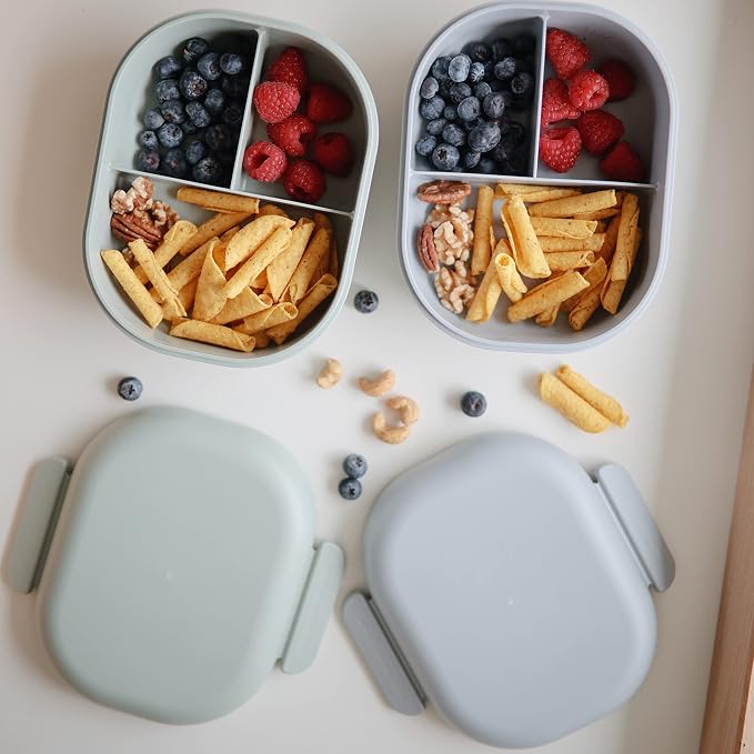 mushie Kids Bento Lunch Box | 3-Compartment & Removable Divider + Fork & Spoon - Image 4