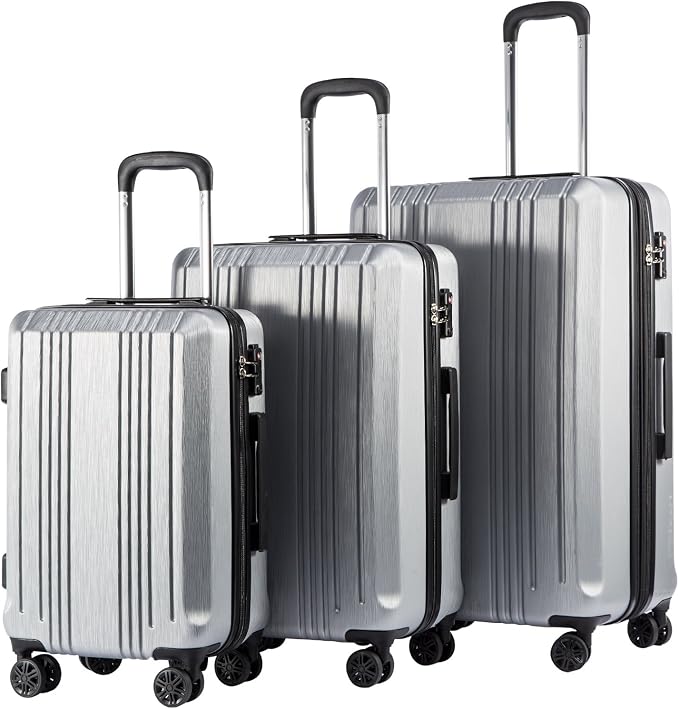 Coolife Luggage Expandable Suitcase PC+ABS 3 Piece Set by COOLIFE