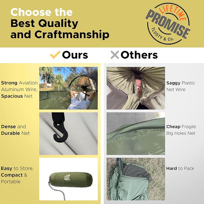 Miztli Camping Hammock -Portable Hammock w/Spacious Net & Tree Straps - Image 4