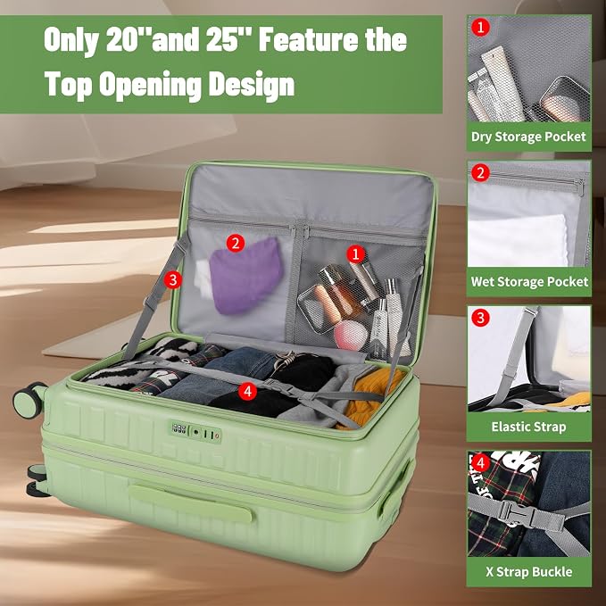 3-Piece 20/24 Top Opening Hardshell Lightweight Luggage and 28-Inch Clamshell - Image 5