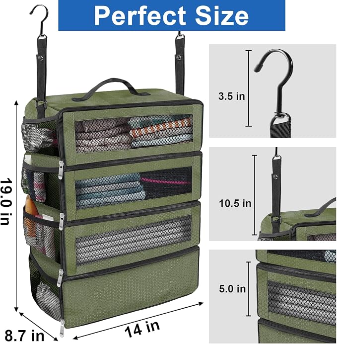 Suitcase Organizer, Travel Luggage Organizer Portable Hanging Travel Shelves - Image 4