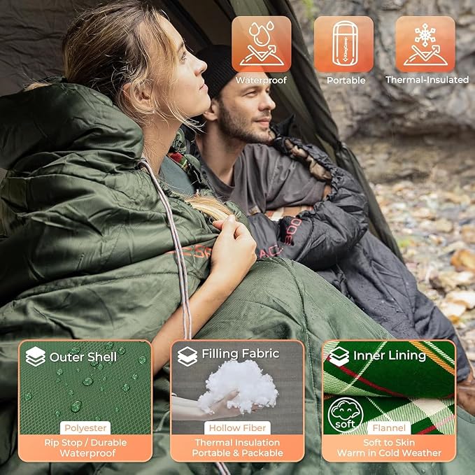 KingCamp Sleeping Bag for Adults, Cold Weather & Warm Extra Wide Big & Tall XL - Image 3