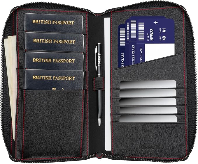 TORRO Premium Leather Family Travel Wallet, RFID Blocking Travel Organizer - Image 2