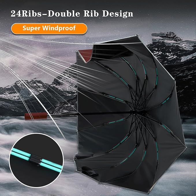 Large Double-Ribs Umbrella Automatic Folding Umbrella - Image 4