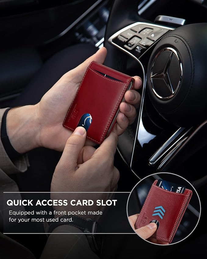 SERMAN BRANDS RFID Blocking Slim Bifold Genuine Leather Minimalist Front Pocket - Image 3