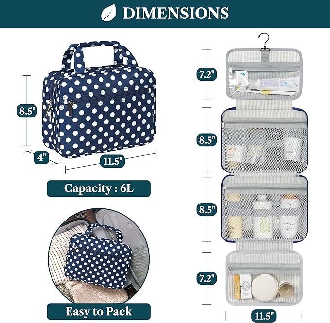 PAVILIA Hanging Toiletry Bag Travel Bag Women Men, Foldable Cosmetic Organizer - Image 2